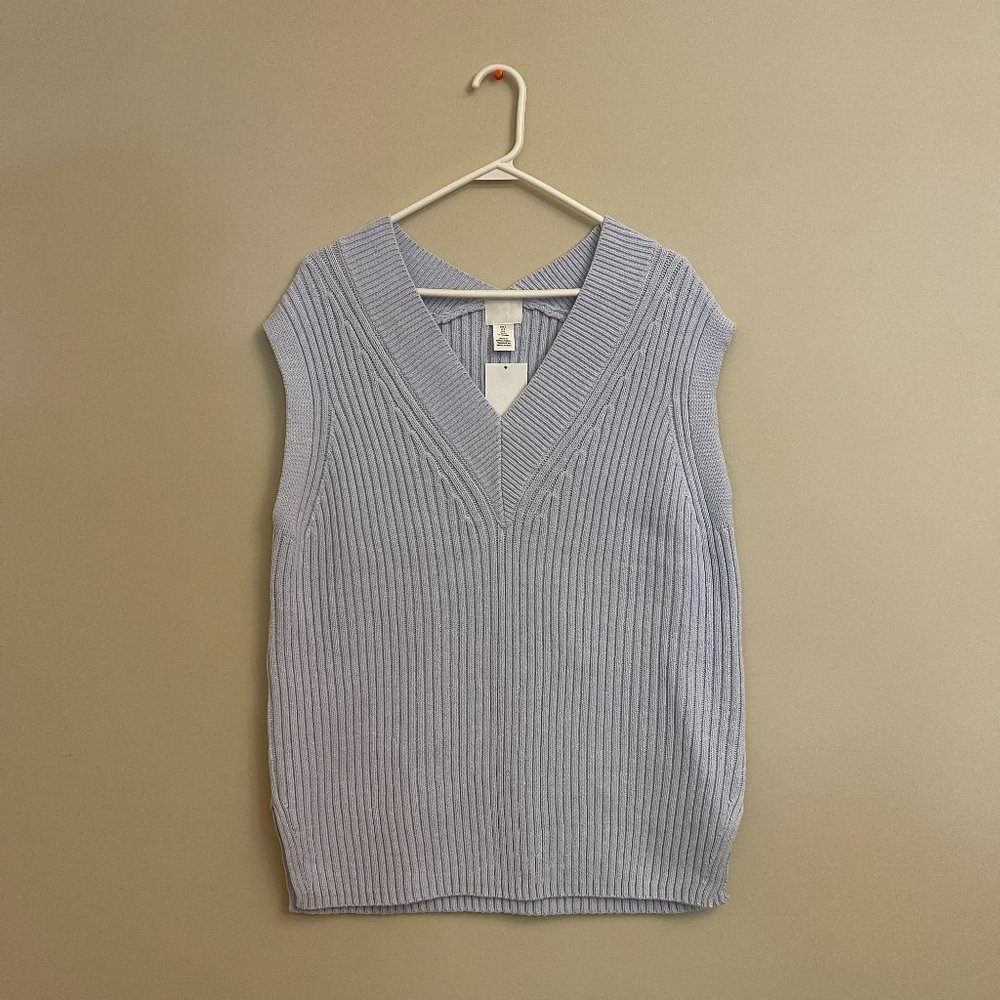H&M baby blue oversized knit sweater vest